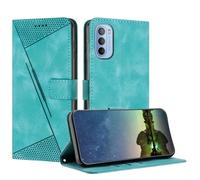 Mo-Beauty Case for Motorola Moto G52 / G82 / G71S, PU Leather Book Folio Flip Cover with Magnetic Card Slot Function Dream Triangle Phone Case Cover Compatible with Moto G52/G82/G71S (Light Blue)