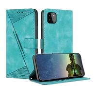 Mo-Beauty Case for Samsung Galaxy A22 5G, PU Leather Book Folio Flip Cover with Magnetic Stand Function Card Slot Function Dream Triangle Phone Case Cover Compatible with Samsung A22 5G (Light Blue)