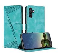 Mo-Beauty Case for Samsung Galaxy M54 5G / F54 5G, PU Leather Book Folio Flip Cover with Magnetic Card Slot Function Dream Triangle Phone Case Cover Compatible with Samsung M54 5G/F54 5G (Light Blue)