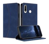Mo-Beauty Compatible with Huawei P30 Lite Case, PU Leather Flip Wallet Phone Stand Case Cover with 2 Slot Card Holder and Magnetic Closure for Huawei P30 Lite Shockproof Protective Phone Case (Blue)