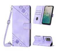 Mo-Beauty Compatible with Nokia C32 Case, PU Flip Wallet Crossbody Wallet Phone Case, Adjustable Detachable Lanyard Neck Strap with Magnetic Kickstand Card Holder Case for Nokia C32 (Purple)