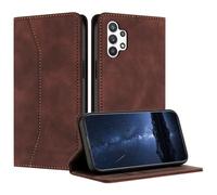 Mo-Beauty Compatible with Samsung Galaxy A04S/A13 4G/A13 5G/M13 5G Case, PU Leather Flip Wallet Phone Stand Case Cover with 2 Slot Card Holder and Magnetic Closure Shockproof Phone Case (Brown)
