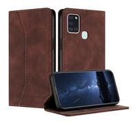 Mo-Beauty Compatible with Samsung Galaxy A21S Case, PU Leather Flip Wallet Phone Stand Case Cover with 2 Slot Card Holder and Magnetic Closure for Samsung Galaxy A21S Shockproof Phone Case (Brown)