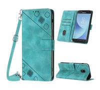 Mo-Beauty Compatible with Samsung Galaxy J5 2017 / J530 Case, PU Flip Wallet Crossbody Wallet Phone Case, Adjustable Detachable Lanyard Neck Strap with Kickstand Case for Samsung J5 2017 (Green)