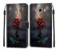 Mo-Beauty Compatible with Samsung Galaxy J510/J5 2016 Case, PU Leather Flip Wallet Phone Shockproof Cases Cover with 2 Slot Card Holder and Magnetic for Samsung J510/J5 2016 Phone Covers (Rose)