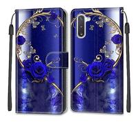 Mo-Beauty Compatible with Samsung Galaxy Note 10 Case, PU Leather Flip Wallet Phone Stand Shockproof Cases Cover with 2 Slot Card Holder and Magnetic for Samsung Note 10 Phone Covers (Butterfly 1)