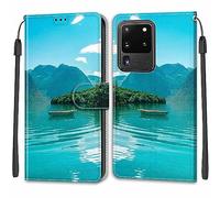 Mo-Beauty Compatible with Samsung Galaxy S20 Ultra Case, PU Leather Flip Wallet Phone Stand Shockproof Cases Cover with 2 Slot Card Holder and Magnetic for Samsung S20 Ultra Phone Covers (Boat)