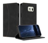 Mo-Beauty Compatible with Samsung Galaxy S6 Edge Case, PU Leather Flip Wallet Phone Stand Case Cover with 2 Slot Card Holder and Magnetic Closure for Samsung S6 Edge Shockproof Phone Case (Black)