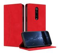 Mo-Beauty Compatible with Xiaomi Mi 9T / Xiaomi Mi 9T PRO Case, PU Leather Flip Wallet Phone Stand Case Cover with 2 Slot Card Holder and Magnetic Closure Shockproof Protective Phone Case (Red)
