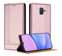Mo-Beauty for Samsung Galaxy A6 2018 Case, Leather Flip Wallet Cover Compatible with Samsung A6 2018 with [Card Slots] [Kickstand] [Magnetic] (Rose Gold)