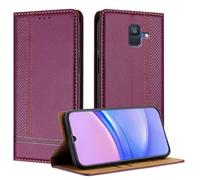 Mo-Beauty for Samsung Galaxy A6 2018 Case, Leather Flip Wallet Cover Compatible with Samsung A6 2018 with [Card Slots] [Kickstand] [Magnetic] (Purple)