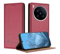 Mo-Beauty for Vivo X200 Ultra Case, Leather Flip Wallet Cover Compatible with Vivo X200 Ultra with [Card Slots] [Kickstand] [Magnetic] (Red)