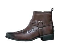 Mo Joc Men's Western Ankle Boots - Zipper Studded Design