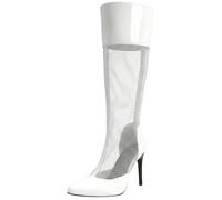 Mo Joc Women’s Pointed Stiletto Tall Boots | 10cm Heel with Mesh & Synthetic Patent; Rear Zipper for Clubs, Parties & Festival Nights