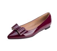 Mo Joc Women's Pointed Toe Flats | Slip-On Design for Easy Wear | 1cm Flat Heel & Anti-Slip Sole | Bow Detail for Casual Style Burgundy