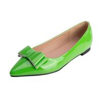 Mo Joc Women's Pointed Toe Flats | Slip-On Design for Easy Wear | 1cm Flat Heel & Anti-Slip Sole | Bow Detail for Casual Style Green