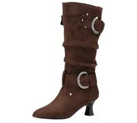 Mo Joc Women's Stylish Casual Round Toe Kitten Heel Knight's Boots