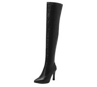 Mo Joc Women's Thigh High Boots Pointed Toe | 10cm Stiletto Heel & 57cm Long Shaft | Side Zipper Closure | Slip-Resistant Sole | Plush Lined