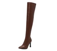 Mo Joc Women's Thigh High Boots Pointed Toe | 10cm Stiletto Heel & 57cm Long Shaft | Side Zipper Closure | Slip-Resistant Sole | Plush Lined
