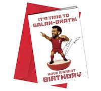 Mo Salah Liverpool Autograph Birthday Card Signed A5 “It's Time To Salah-brate!” - Football Fan Digitally Illustrated Printed on 350gm thick card No1861