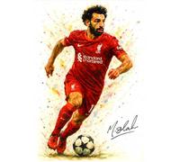 Mo Salah Liverpool F.c Autographed Splash Art Watercolour Print. (A4 PRINT ONLY)