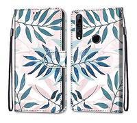 Mo-Somnus Compatible with Huawei P Smart Z/Y9 Prime 2019/Honor 9X/9X Premium Case, PU Leather Flip Wallet Cases Cover with Viewing Stand & 3 Card Holder, TPU Magnetic Folio Cover (Leaves)