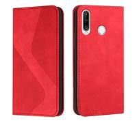 Mo-Somnus Compatible with Huawei Y6P 2020 Case, Shockproof Wallet Case PU Leather with Card Holder Folding Stand Magnetic Protect Flip Cover for Huawei Y6P 2020 Phone Cases (Red)