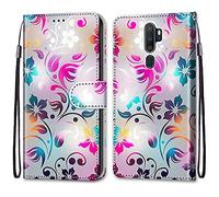 Mo-Somnus Compatible with Oppo A9 2020 / A5 2020 / A11X Case, PU Leather Flip Wallet Phone Cases Cover with Viewing Stand & 3 Card Holder, TPU Shockproof Magnetic Protective Folio Cover (Flower 1)