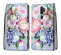 Mo-Somnus Compatible with Oppo A9 2020 / A5 2020 / A11X Case, PU Leather Flip Wallet Phone Cases Cover with Viewing Stand & 3 Card Holder, TPU Shockproof Magnetic Protective Folio Cover (Flower 3)