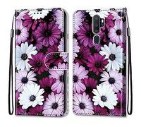 Mo-Somnus Compatible with Oppo A9 2020 / A5 2020 / A11X Case, PU Leather Flip Wallet Phone Cases Cover with Viewing Stand & 3 Card Holder, TPU Shockproof Magnetic Protective Folio Cover (Flower 2)