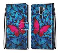Mo-Somnus Compatible with Oppo A9 2020 / A5 2020 / A11X Case, PU Leather Flip Wallet Phone Cases Cover with Viewing Stand & 3 Card Holder, TPU Shockproof Magnetic Protective Folio Cover (Butterfly)
