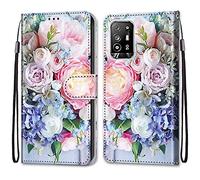 Mo-Somnus Compatible with Oppo F19 Pro+ 5G / A94 5G / A95 5G Case, PU Leather Flip Wallet Phone Cases Cover with Viewing Stand & 3 Card Holder, TPU Shockproof Magnetic Folio Cover (Flower 3)