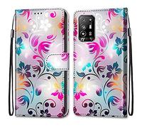 Mo-Somnus Compatible with Oppo F19 Pro+ 5G / A94 5G / A95 5G Case, PU Leather Flip Wallet Phone Cases Cover with Viewing Stand & 3 Card Holder, TPU Shockproof Magnetic Folio Cover (Flower 1)