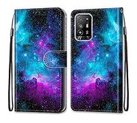 Mo-Somnus Compatible with Oppo F19 Pro+ 5G / A94 5G / A95 5G Case, PU Leather Flip Wallet Phone Cases Cover with Viewing Stand & 3 Card Holder, TPU Shockproof Magnetic Folio Cover (Starry Sky)