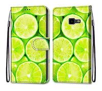 Mo-Somnus Compatible with Samsung Galaxy J4 Plus 2018 / J4 Prime Case, PU Leather Flip Wallet Phone Cases Cover with Viewing Stand & 3 Card Holder, TPU Shockproof Magnetic Folio Cover (Lemon)