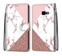 Mo-Somnus Compatible with Samsung Galaxy J4 Plus 2018 / J4 Prime Case, PU Leather Flip Wallet Phone Cases Cover with Viewing Stand & 3 Card Holder, TPU Shockproof Magnetic Folio Cover (Marble)