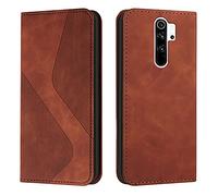 Mo-Somnus Compatible with Xiaomi Redmi 9/Xiaomi Redmi 9 Power/Xiaomi POCO M2 Case, Shockproof Wallet Case PU Leather with Card Holder Folding Stand Magnetic Protect Flip Cover Phone Cases (Brown)