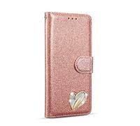 Mo-Somnus For Galaxy S20 Plus Case [Free Tempered Glass Screen Protector], Bling Glitter Sparkly [Loving Heart Diamond] Design Wallet PU Leather Flip Case Cover For Samsung Galaxy S20 Plus (Rose Gold)