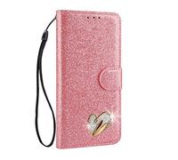 Mo-Somnus For Galaxy S8 Plus Case [Free Tempered Glass Screen Protector], Luxury Bling [Loving Heart Diamond] Design Wallet Case [Stand Function] Case Cover For Samsung Galaxy S8 Plus (Pink)