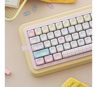 MOA Profile PBT Keycaps, Cute White Round Keycap Set, 152 Keys Yellow Pink Keyboard Cap, Colorful Summer Dye-Sublimation Custom Key Cap for 61/64/68/84/87/100/104/108 Cherry MX Mechanical Keyboards