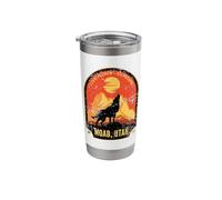 Moab Utah Live Love Explore Howling Wolf Distressed Design Stainless Steel Insulated Tumbler