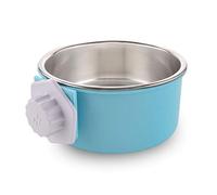 MOACC Crate Dog Bowl, Removable Stainless Steel Hanging Pet Cage Bowl Food & Water Feeder Coop Cup for Cat, Puppy, Birds, Rats, Guinea Pigs, 500ml, Blue