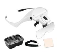 MOACC Magnifying Glasses with Light, Hands Free Headband Magnifier with 2 LED and 5 Detachable Lenses 1X to 3.5X, Head Magnifier Glasses for Reading, Jewelry Loupe, Electronic Watch Repair