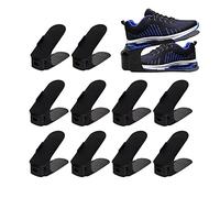 Moageme 10 Shoe Slots Stacker, 3 Height Adjustable Shoe Stacker, Space Saver Double Deck Shoe Rack Holder for Closet Organization 25x9cm