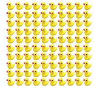 Moageme 100 Tiny Ducks Ducks Bulk Yellow Duck Realistic Shape Resin Ducks Figurines for Fairy Garden Landscape, Potted Plants Decoration, Christmas Birthday Gifts for Boys and Girls