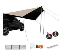 Moageme Car Awning Sun Shelter, SUV Tailgate Shade Awning Tent, Portable Waterproof Car Rear Tent with Support Rod and Wind Rope, Auto Canopy Camper Trailer Sun Shade for Car Camping Road Trip