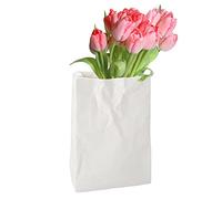 Moageme Crinkle Paper Bag Vase, 2023 New Crinkle Paper Bag Ceramic Vase, Unique Book Flower Vase for Flower Arrangement, Bookshelf Decorative, for Living Room, Dinner Table Decoration 14x20cm
