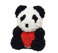 Moageme ???? ?, Flower Bear, Artificial Panda Bear with Heart Decor, Valentines Day, Birthday Bridal Weddings for Mum Women Her (25cm)