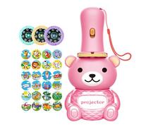 Moageme Kids Flashlights Bear Shape Projector Light Educational Learning Story Slide Projection with 24 Patterns, Bedtime Bear Night Light Toy for Kids