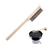 Moageme Pizza Oven Brush, Copper/Steel Wire Pizza Peel Stone Palmyra Cleaning Brush with Wood Handle, Barbecue Grill Cleaning Tool Kitchen Pizza Oven Accessories Easily Cleans